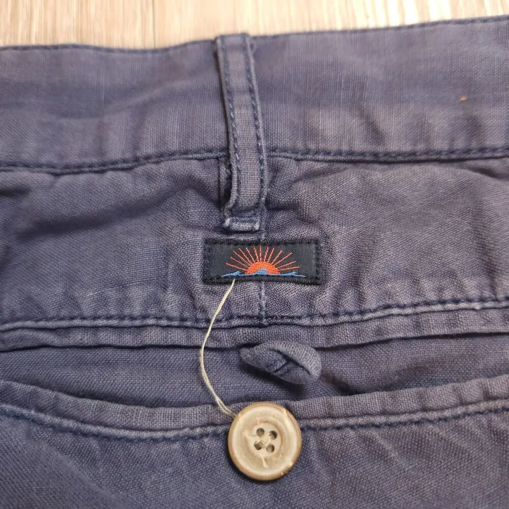 Faherty Malibu Chino Shorts Men’s Sz 36 Blue Linen Cotton Blend Casual Light